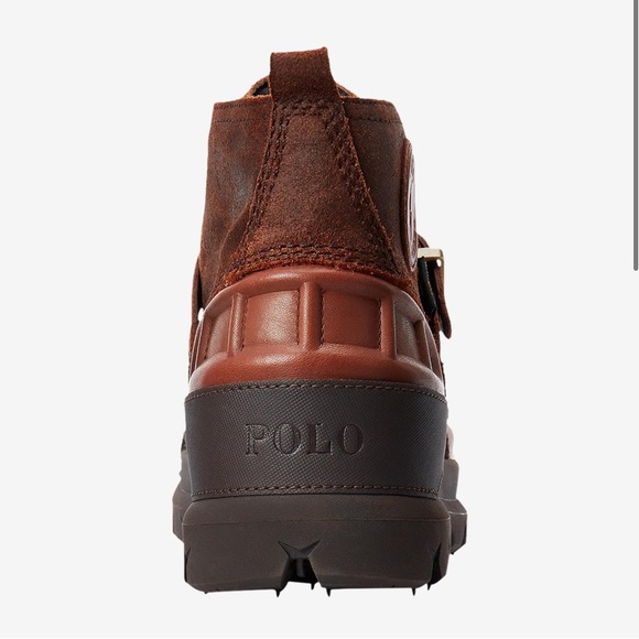 Mens Polo Ralph Lauren Brown Low Waterproof Leather Suede Boots - Picture 2 of 4